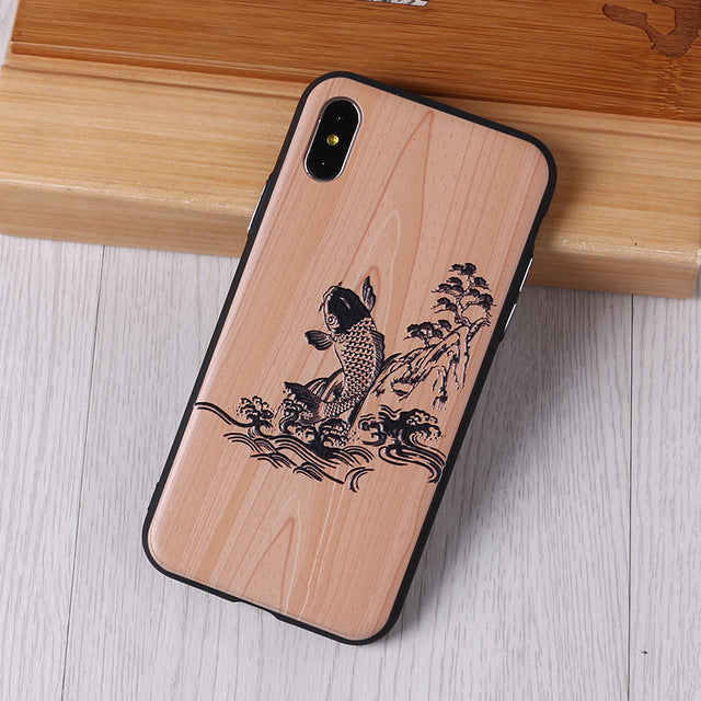 Imitative Wood Cover For 6 7 7Plus 8 8Plus X XS Max 3D