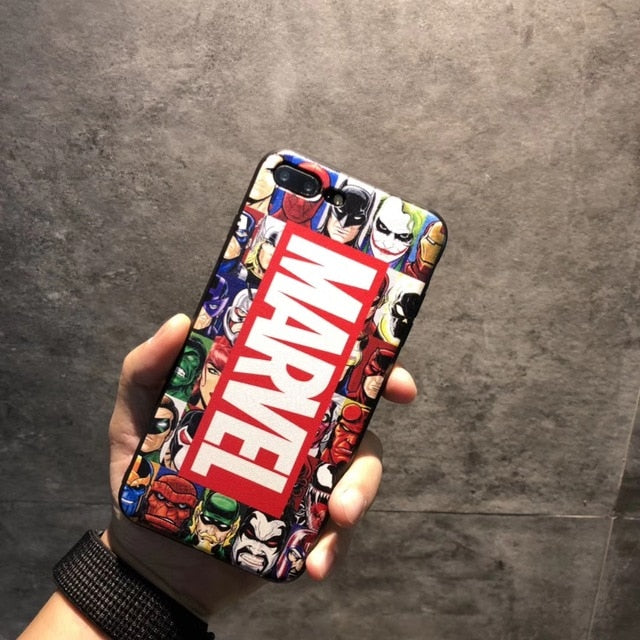 Fashion 3D Marvel Angry Embossed Captain America Iron Man Heroes Case for iPhone X XS Max XR 5 5S SE 6 6S 7 8 Plus Cover fundas