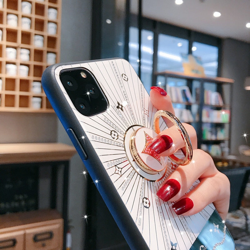 For Apple iphone 11 Case Luxury Diamond With Ring Stand Gold protective back cover case for iphone 11 Pro Max iphone11 11Pro