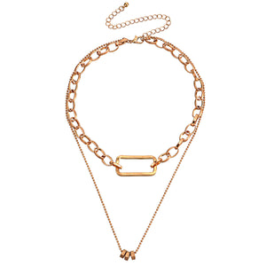 Geometric Exaggerated Bamboo Clavicle Chain Hollow Rectangular Necklace Women