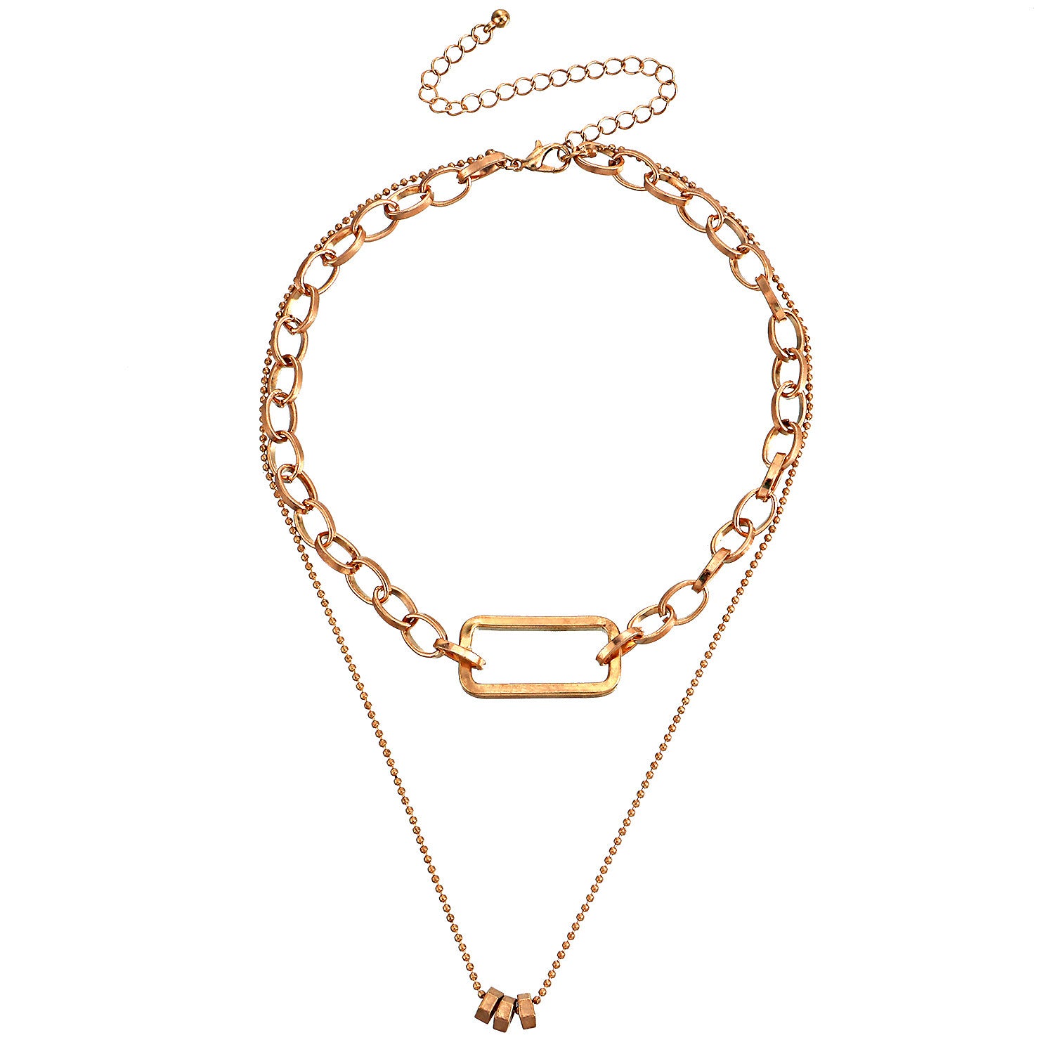 Geometric Exaggerated Bamboo Clavicle Chain Hollow Rectangular Necklace Women