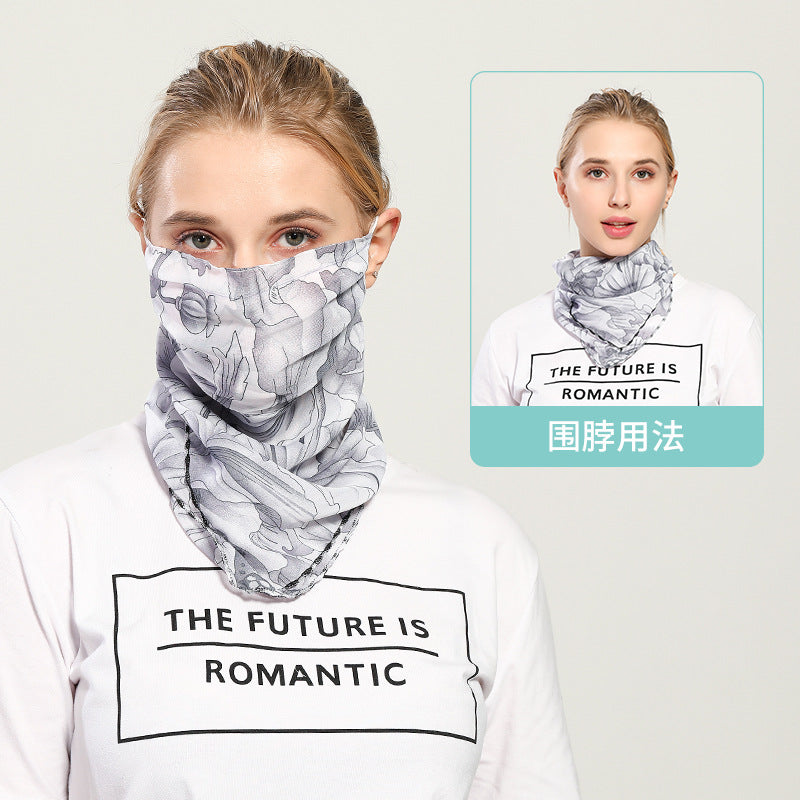 Spring And Summer Sun-resistant Silk Scarves Scarf Large Face Mask Women's Neck Guard Breathable Mask All Face Covering UV-Prote