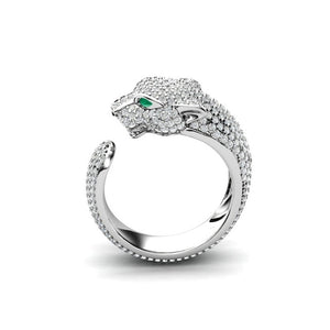 Fashion Full Crystal Inlaid Leopard Ring Opening Personality Unisex Ring Party Jewelry Gift