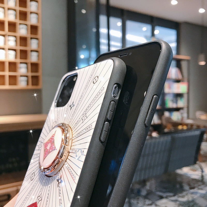 For Apple iphone 11 Case Luxury Diamond With Ring Stand Gold protective back cover case for iphone 11 Pro Max iphone11 11Pro