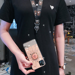 For Apple iphone 11 Case Luxury Diamond With Ring Stand Gold protective back cover case for iphone 11 Pro Max iphone11 11Pro