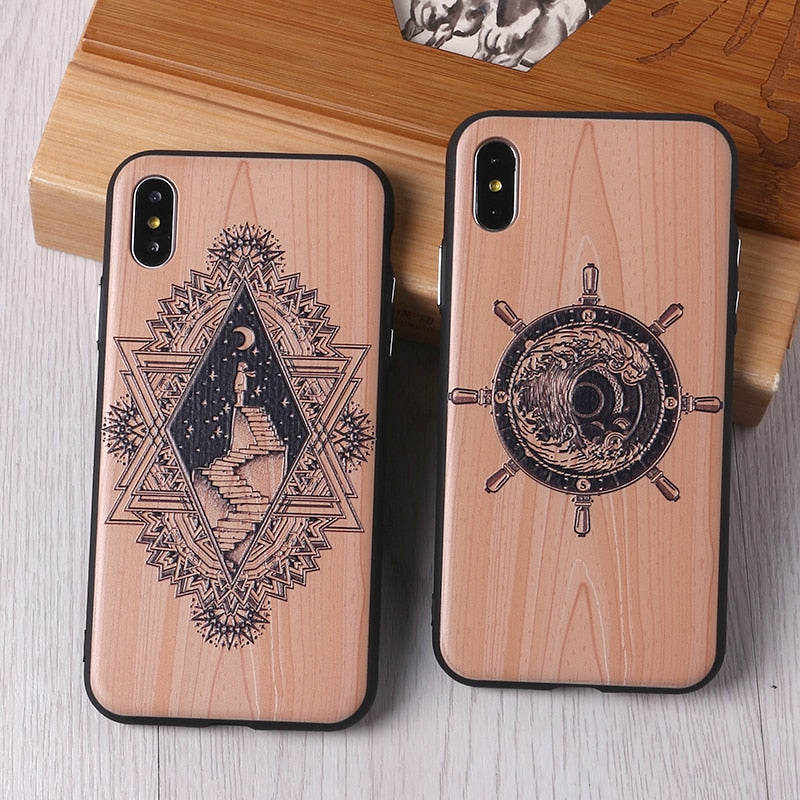 Imitative Wood Cover For 6 7 7Plus 8 8Plus X XS Max 3D