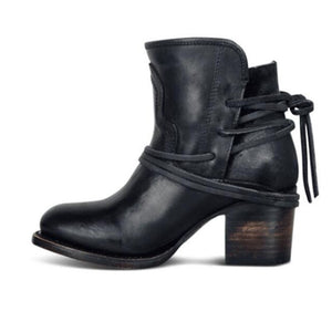 Ankle Boots Plus Size Women Retro High Heels Block Heel Shoes For Female Flock Buckle Strap Short boots woman shoes