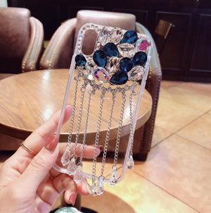 Glitter Pendant Phone Cases For iPhone Xs Max Back Cover Bling Rhinestone Case For iPhone 5s 6 6s Plus 7 8 Plus
