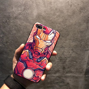 Fashion 3D Marvel Angry Embossed Captain America Iron Man Heroes Case for iPhone X XS Max XR 5 5S SE 6 6S 7 8 Plus Cover fundas