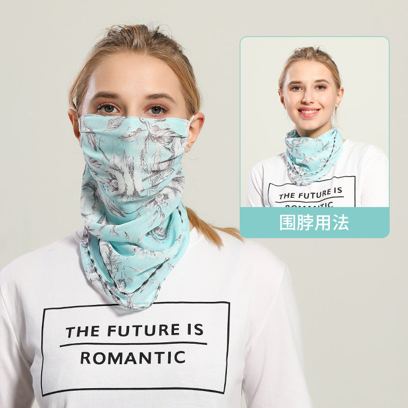 Spring And Summer Sun-resistant Silk Scarves Scarf Large Face Mask Women's Neck Guard Breathable Mask All Face Covering UV-Prote