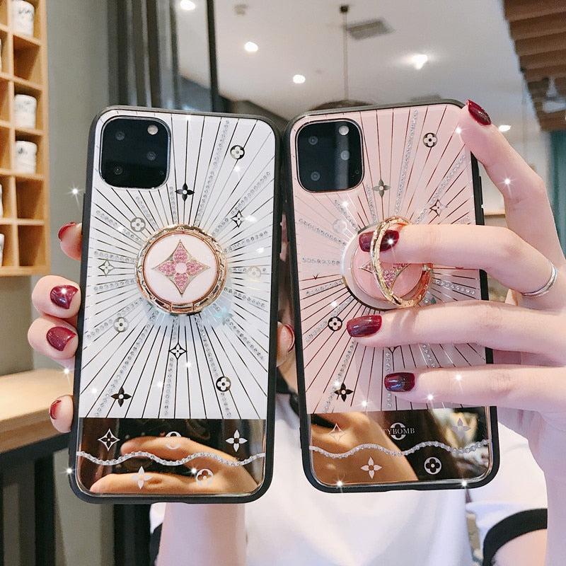 For Apple iphone 11 Case Luxury Diamond With Ring Stand Gold protective back cover case for iphone 11 Pro Max iphone11 11Pro