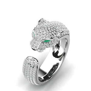 Fashion Full Crystal Inlaid Leopard Ring Opening Personality Unisex Ring Party Jewelry Gift