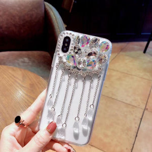Glitter Pendant Phone Cases For iPhone Xs Max Back Cover Bling Rhinestone Case For iPhone 5s 6 6s Plus 7 8 Plus