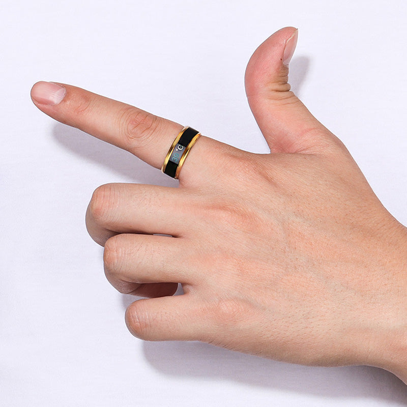 Temperature Ring Titanium Steel Mood Emotion Feeling Intelligent Temperature Sensitive Rings for Women Men Waterproof Jewelry