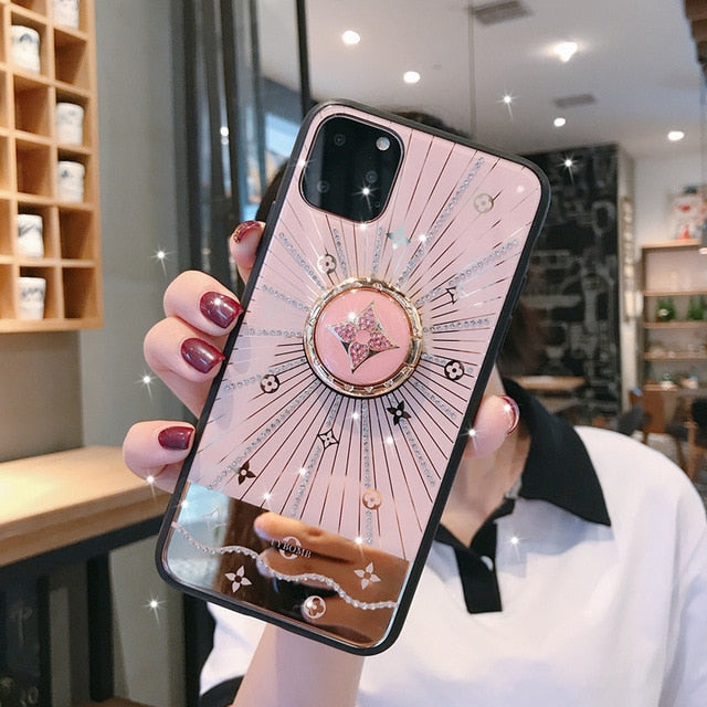 For Apple iphone 11 Case Luxury Diamond With Ring Stand Gold protective back cover case for iphone 11 Pro Max iphone11 11Pro