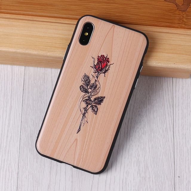Imitative Wood Cover For 6 7 7Plus 8 8Plus X XS Max 3D