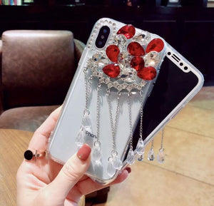 Glitter Pendant Phone Cases For iPhone Xs Max Back Cover Bling Rhinestone Case For iPhone 5s 6 6s Plus 7 8 Plus