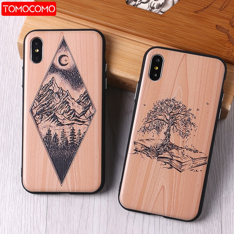 Imitative Wood Cover For 6 7 7Plus 8 8Plus X XS Max 3D