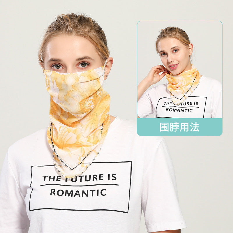 Spring And Summer Sun-resistant Silk Scarves Scarf Large Face Mask Women's Neck Guard Breathable Mask All Face Covering UV-Prote