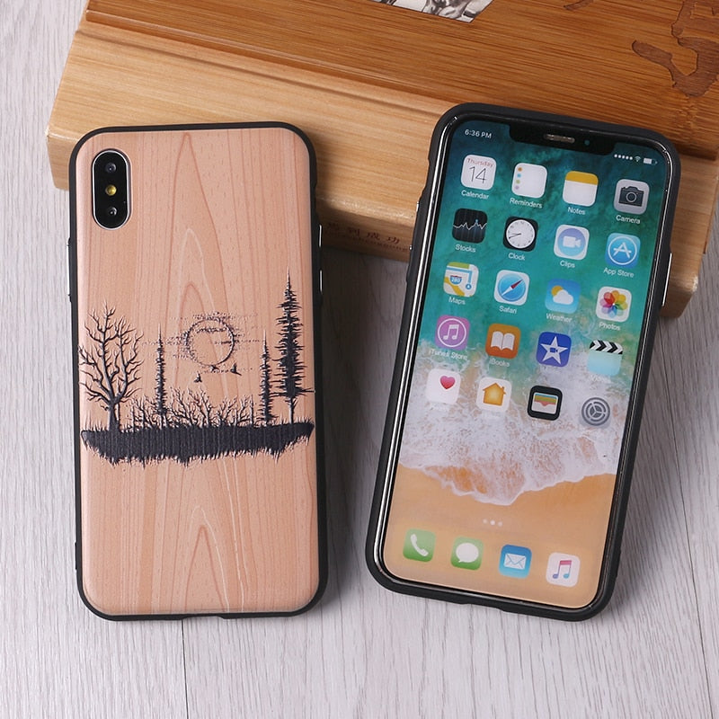 Imitative Wood Cover For 6 7 7Plus 8 8Plus X XS Max 3D