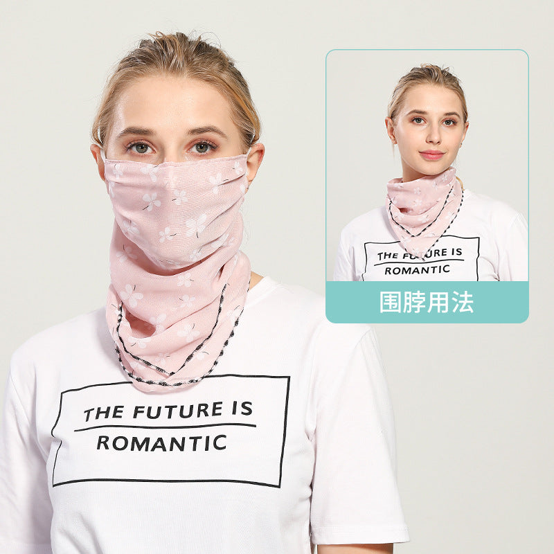 Spring And Summer Sun-resistant Silk Scarves Scarf Large Face Mask Women's Neck Guard Breathable Mask All Face Covering UV-Prote