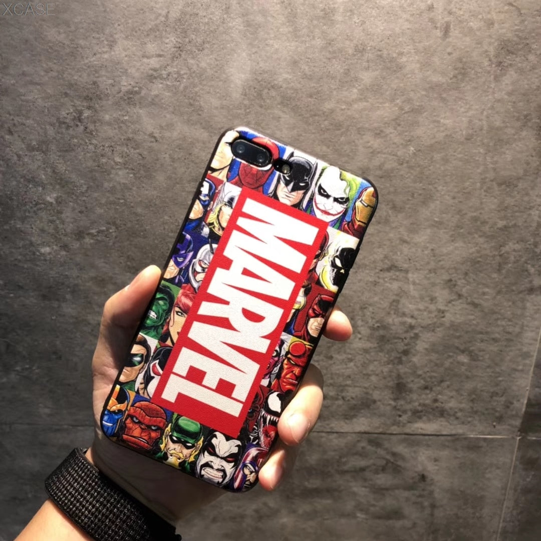 Fashion 3D Marvel Angry Embossed Captain America Iron Man Heroes Case for iPhone X XS Max XR 5 5S SE 6 6S 7 8 Plus Cover fundas