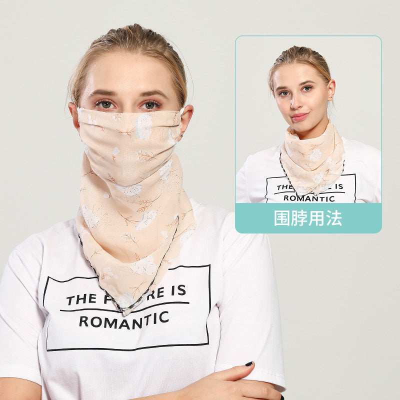 Spring And Summer Sun-resistant Silk Scarves Scarf Large Face Mask Women's Neck Guard Breathable Mask All Face Covering UV-Prote