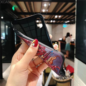 Fashion 3D Marvel Angry Embossed Captain America Iron Man Heroes Case for iPhone X XS Max XR 5 5S SE 6 6S 7 8 Plus Cover fundas