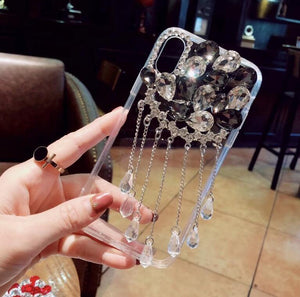 Glitter Pendant Phone Cases For iPhone Xs Max Back Cover Bling Rhinestone Case For iPhone 5s 6 6s Plus 7 8 Plus