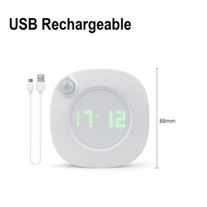 Horloge murale à capteur intelligent avec lumières LED | Horloge de nuit USB/AAA, 2 couleurs, pour la cuisine, les toilettes et la chambre à coucher