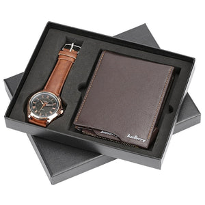 Mens Watches Luxury Minimalist Quartz Wrist Watch Card Holder Wallet Watches Men Gift Set Watches for Dad Husband Boy Friend