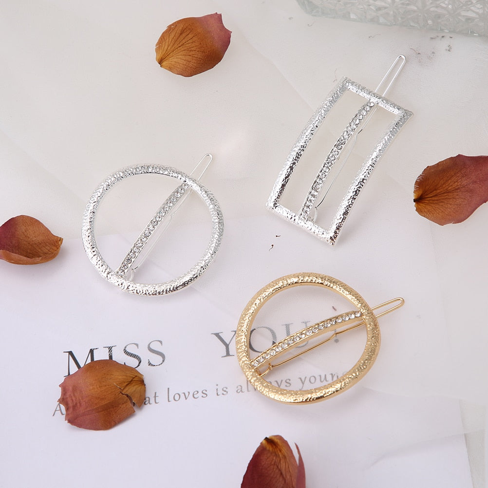 Fashion Woman Hair Accessories Triangle Hair Clip Pin Metal Geometric Alloy Hairband Moon Circle Hairgrip Barrette Girls Holder