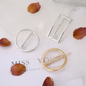 Fashion Woman Hair Accessories Triangle Hair Clip Pin Metal Geometric Alloy Hairband Moon Circle Hairgrip Barrette Girls Holder