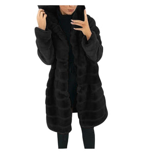 Winter Casual Solid Teddy Coat Women Long Sleeve Fleece Long Jacket Hooded Lamb Fur Coat Outerwear Fourrure #T2G