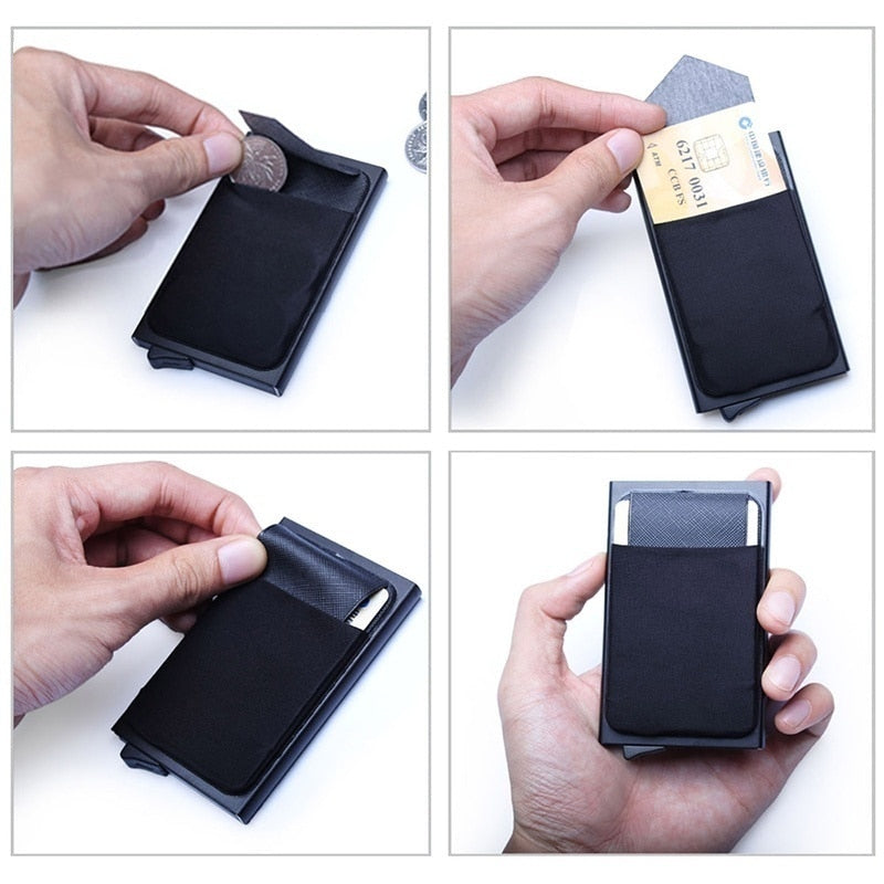 Men Business Aluminum Cash ID Card Holder RFID Blocking Slim Metal Wallet Coin Purse card case credit card wallet rfid wallet