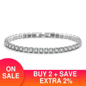 solid 925 sterling silver 4mm 17cm 19CM CZ tennis bracelet bangle for women wedding fashion jewelry wholesale party gift S4777