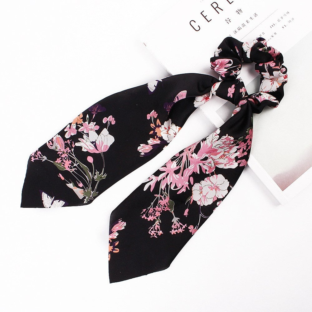 Floral Satin Scrunchies Women Elastic Hair Bands Ties Scarf Woman Scrunchy Hairbands Turban Head Wrap Hair Accessories Headwear