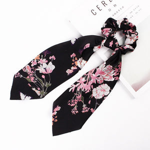 Floral Satin Scrunchies Women Elastic Hair Bands Ties Scarf Woman Scrunchy Hairbands Turban Head Wrap Hair Accessories Headwear