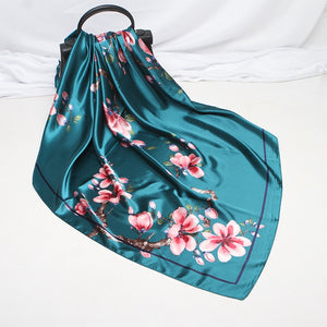 Printed Dark Green Scarf Female Handkerchief Square Gift Gifts Friends Fashion Elegant Soft Headband Scarf Women 2020 Spring