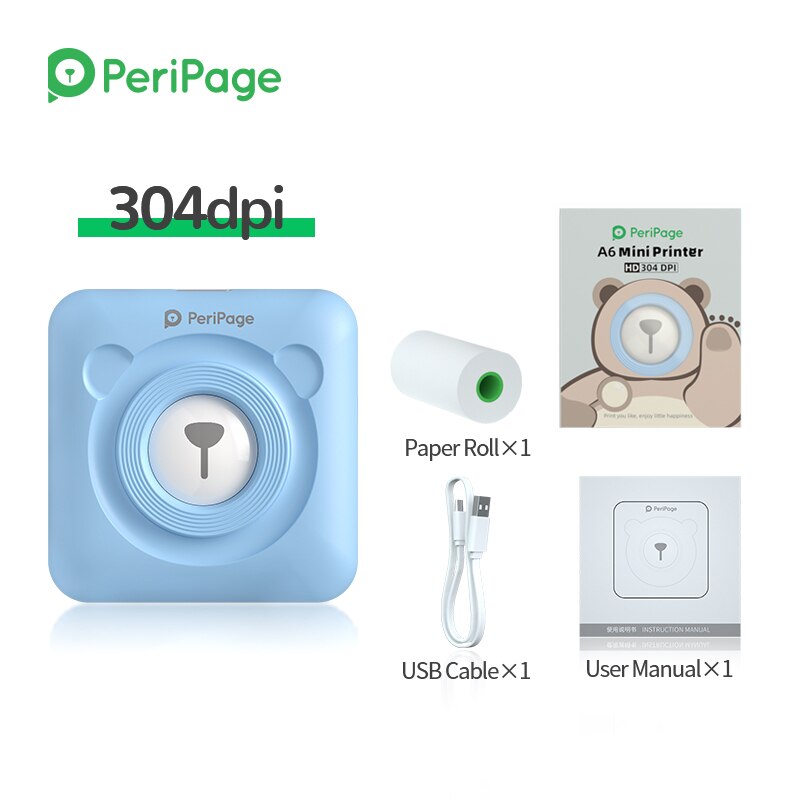 PeriPage Portable Thermal Bluetooth Printer 304dpi Thermal Picture Photo label Mini Printer for Android IOS Mobile Phone