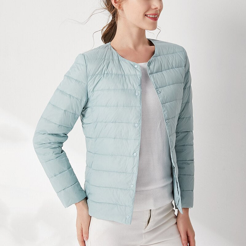 2020 Women‘s Autumn Down Jacket Female Ultra Thin Plus Size Pink Down Jackets Ultra Light Warm Coat Short Jackets Women Tops