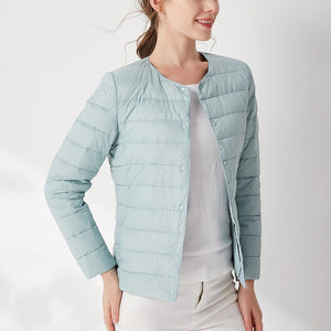 2020 Women‘s Autumn Down Jacket Female Ultra Thin Plus Size Pink Down Jackets Ultra Light Warm Coat Short Jackets Women Tops