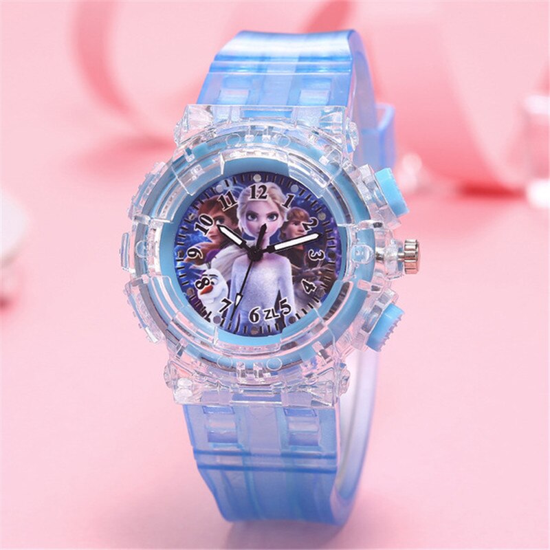 Disney Frozen 2 Princess Pattern Children toy Luminous watch Crystal Cartoon Leather Quartz Wristwatch for Girls Kids Toy Gift