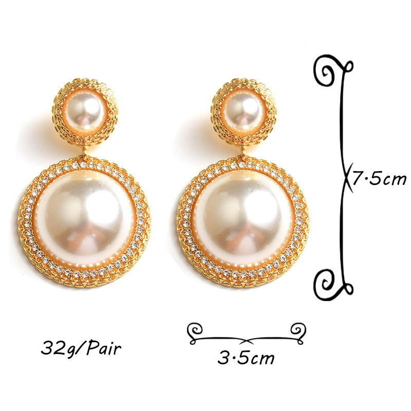 New Arrival Luxury Round Pearl Earrings High-quality Gold Long Earring Fashion Trend Jewelry Accessories For Women