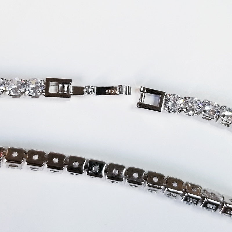 solid 925 sterling silver 4mm 17cm 19CM CZ tennis bracelet bangle for women wedding fashion jewelry wholesale party gift S4777