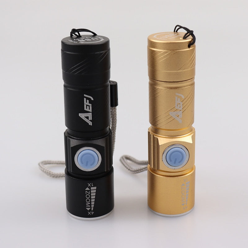 Mini USB XPE Q5LED Flashlight Torch Outdoor Camping Light Rechargeable Waterproof Zoomable Lamp Bicycle 3 Mode Handy Flash Light