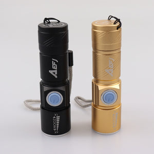 Mini USB XPE Q5LED Flashlight Torch Outdoor Camping Light Rechargeable Waterproof Zoomable Lamp Bicycle 3 Mode Handy Flash Light
