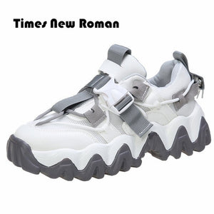Times New Roman Women's Sneakers 2020 Autumn Fashion Buckle Platform Sneaker Walking Shoes Woman Casual Shoes Plus Size 41 42