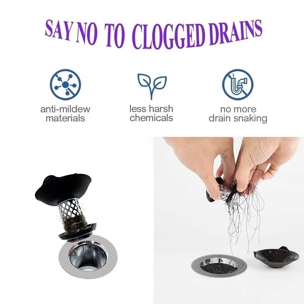 Shower Drain Hair Catcher with Bathtub Stopper New 2-in-1 Bathtub Drain Cover Prevent Hair Clogs Sink Filter Bathroom Gadgets