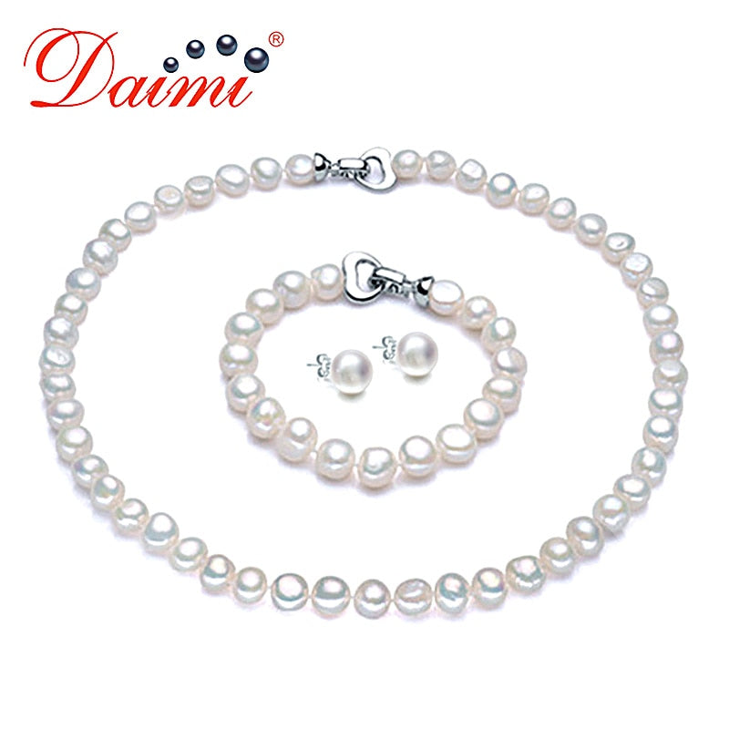 DAIMI Pearl Jewelry Sets Necklace Bracelet Earrings Baroque Pearl Sets For Women Party Jewelry Wedding Jewlery Christmas Gift